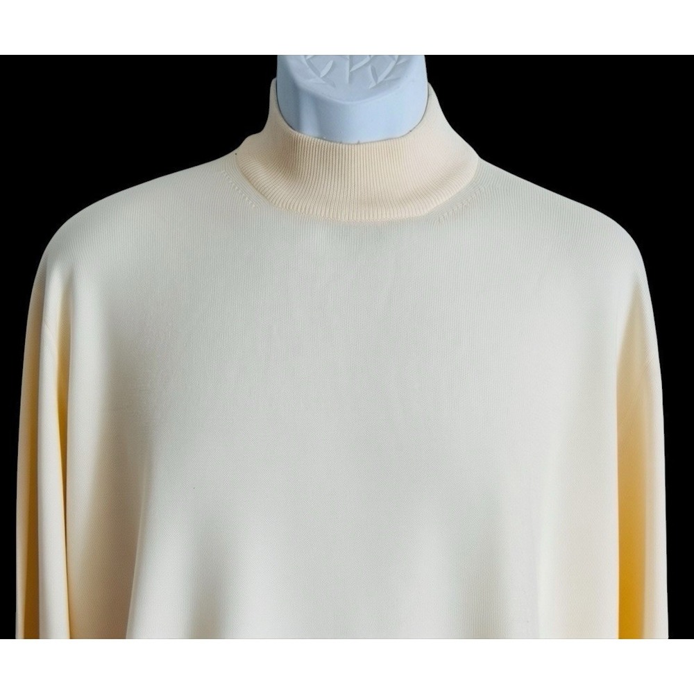 Gran Sasso Mark Shale Sweater Men L Italian Virgin Wool Mock Neck Ivory Butter - Picture 4 of 7
